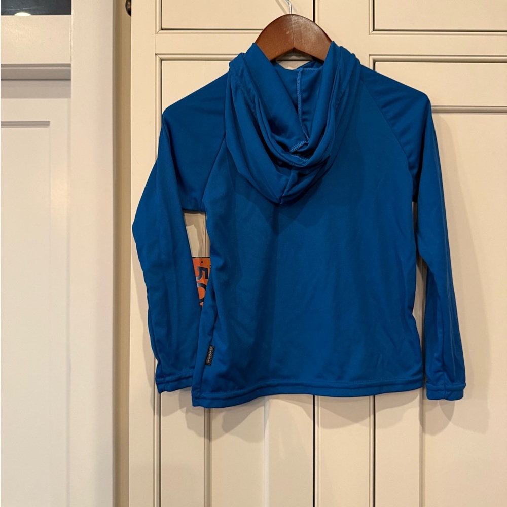 NWT O'Neill Kids Blue Surf Wave Rashguard Hoodie with Orange Accent - Picture 4 of 4